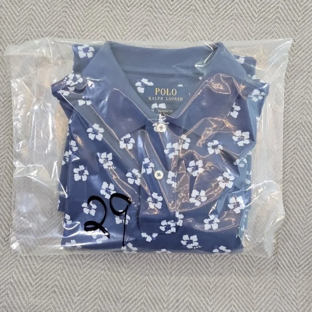 Polo‎ Ralph Lauren Classic Fit PRL Polo Shirt Men's Medium Blue Floral EUC LN
